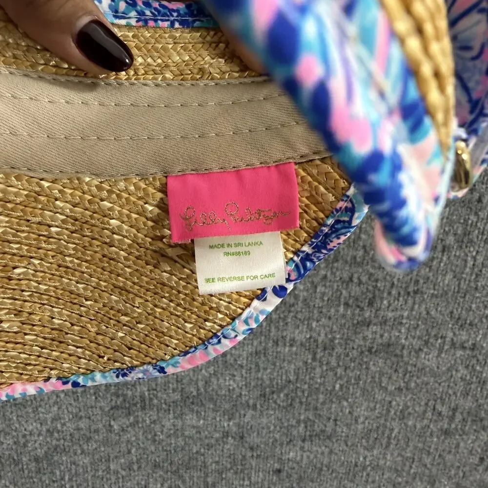 Lilly Pulitzer Straw Sun Visor Blue Grotto Commotion In The Ocean Resort Summer